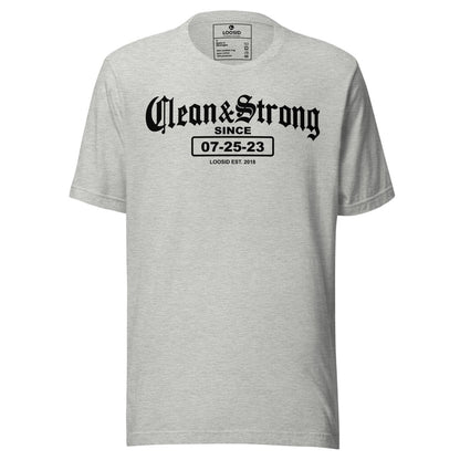 Clean & Strong Sober Sober T Shirt flat lay styled image (view 3)