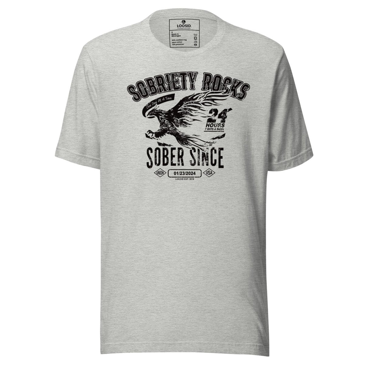Sober Since Sober T Shirt flat lay styled image (view 23)
