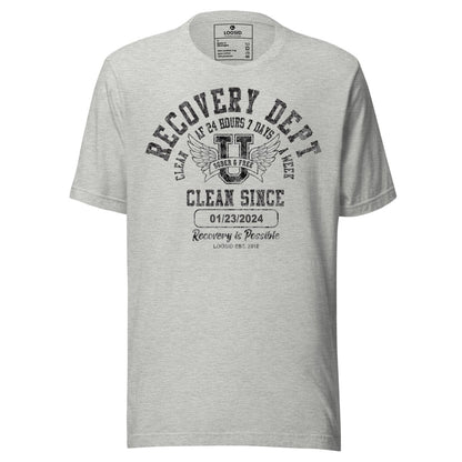 Clean Since Sobriety Sober T Shirt back view (view 17)