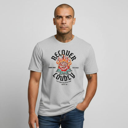 Recover Loudly Sober T Shirt back view (view 7)