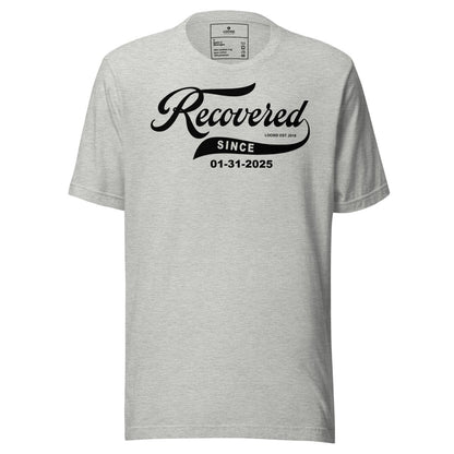 Recovered Since Sober T Shirt flat lay styled image (view 3)