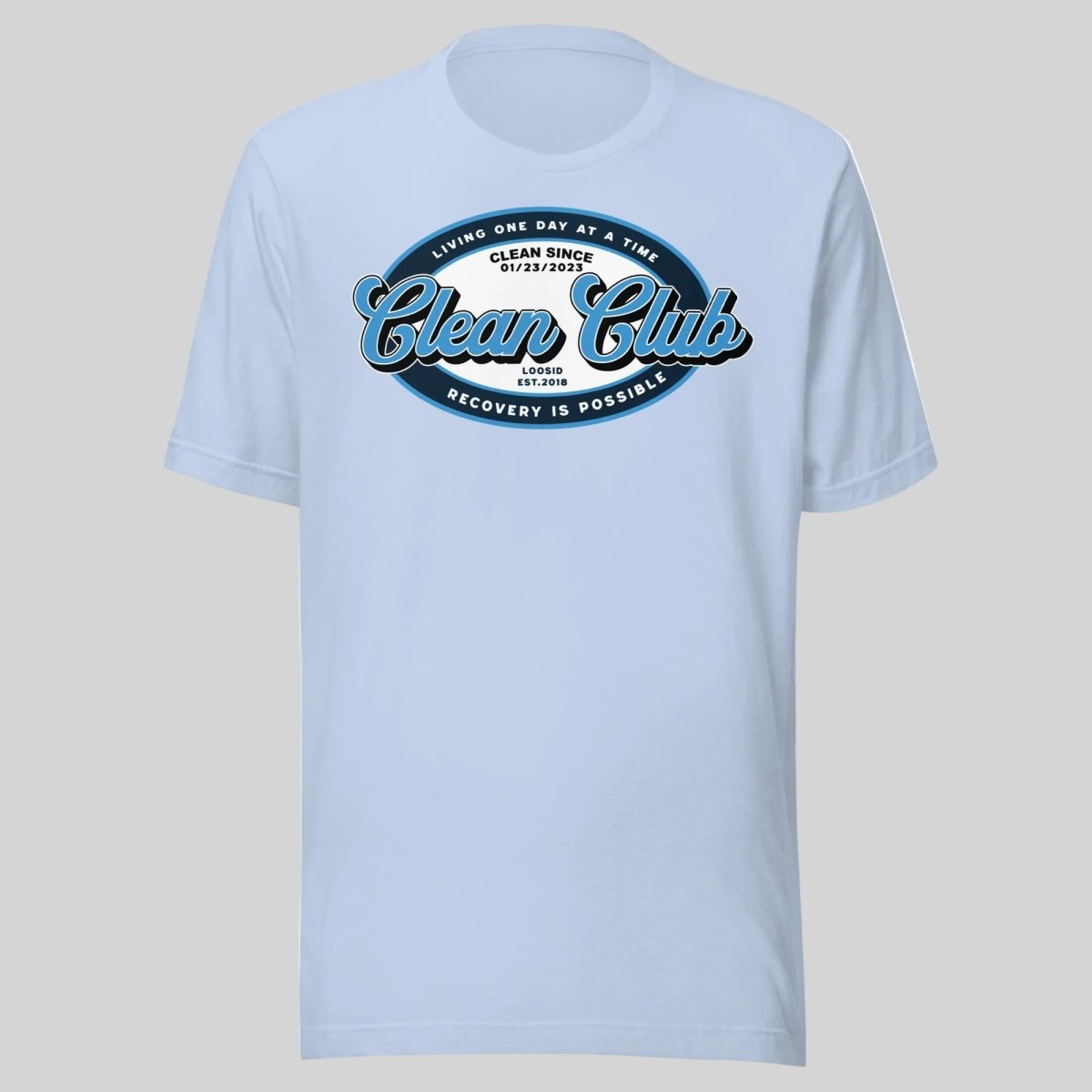 Clean Club Badge Unisex with Custom Recovery Sober T Shirt product photo (view 20)