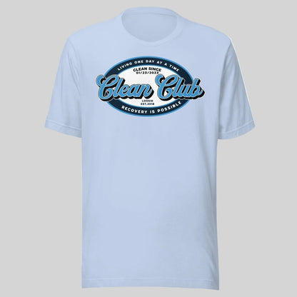 Clean Club Badge Unisex with Custom Recovery Sober T Shirt product photo (view 20)