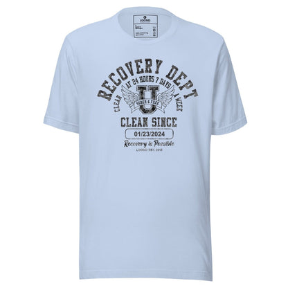 Clean Since Sobriety Sober T Shirt flat lay styled image (view 23)