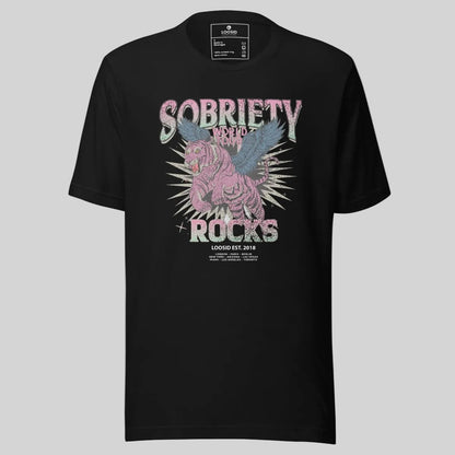 Sobriety Rocks Tour Sober T Shirt flat lay styled image (view 3)