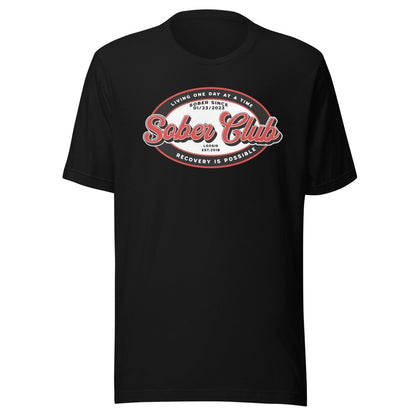 Sober Club Badge Sober T Shirt side view (view 6)