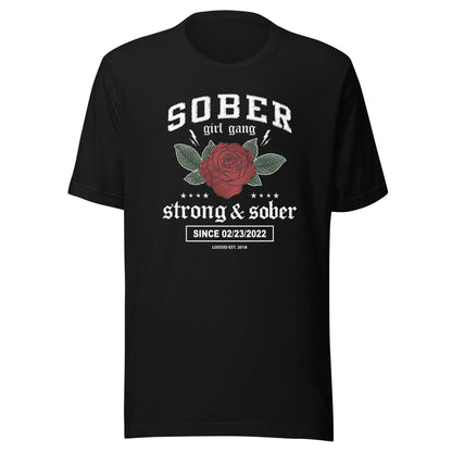 SOBER Girl Gang Strong & Sober Sober T Shirt flat lay styled image (view 3)
