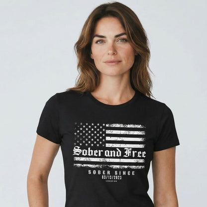 Sober and Free Sober T Shirt close-up view (view 2)