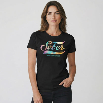 Recovery Sober Since Sober Sober T Shirt close-up view (view 2)