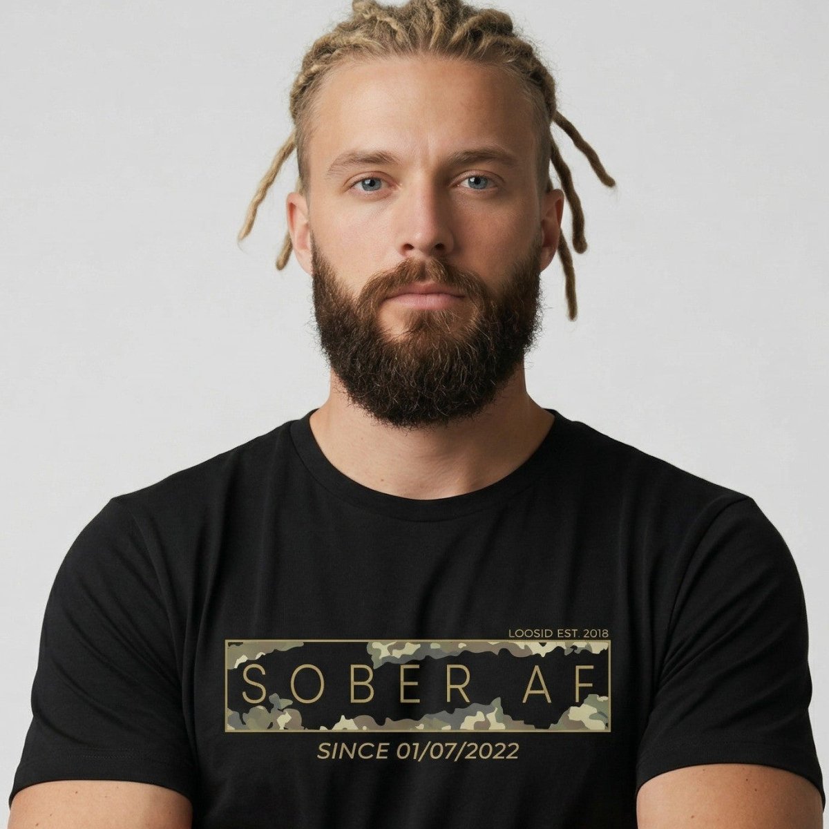 Loosid Sober AF Camo Sober T Shirt featuring the design