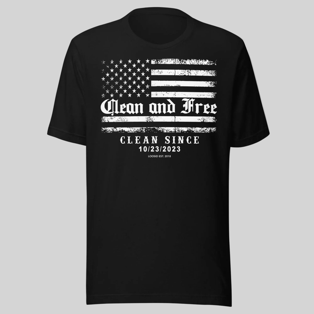Clean and Free Sober T Shirt flat lay styled image (view 3)