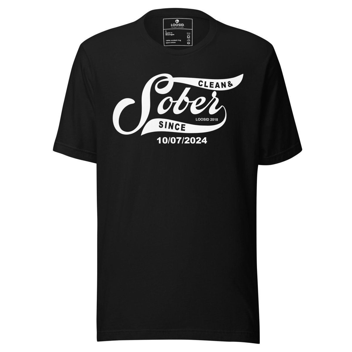 Sober Since Sober T Shirt flat lay styled image (view 3)