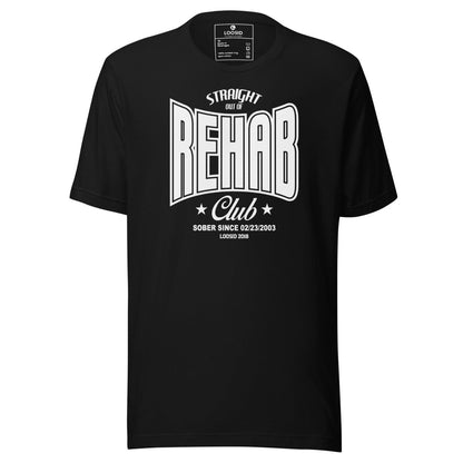 Rehab Sober T Shirt flat lay styled image (view 3)