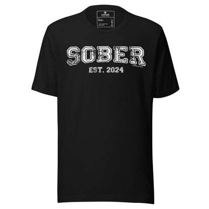 Sober Est. Year w Personalized Sobriety Year Sober T Shirt back view (view 17)