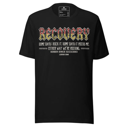 Recovery Rock Sober T Shirt flat lay styled image (view 3)
