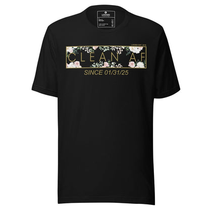 Clean AF Flower Sober T Shirt flat lay styled image (view 3)