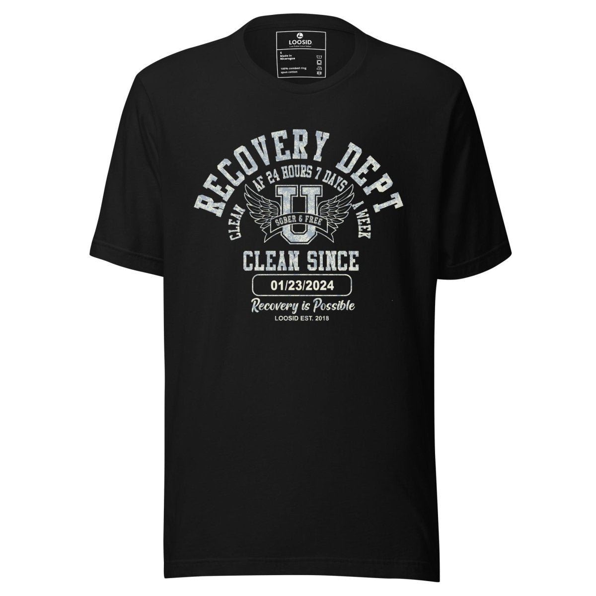 Clean Since Sobriety Sober T Shirt lifestyle view (view 5)