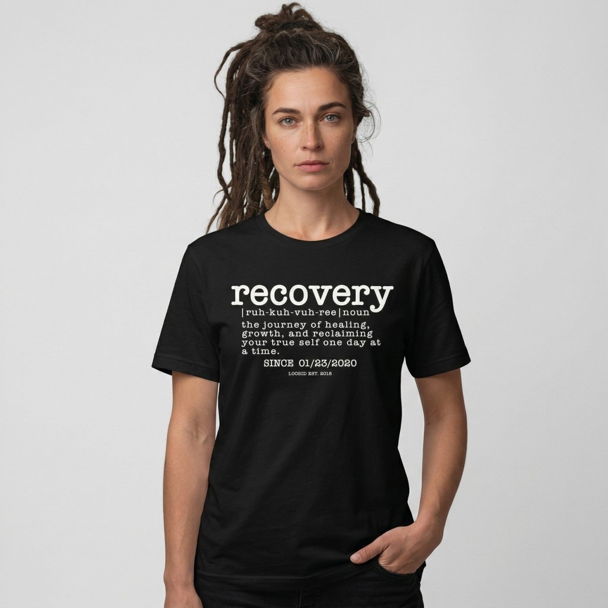 Recovery definition women Sober T Shirt flat lay styled image (view 3)