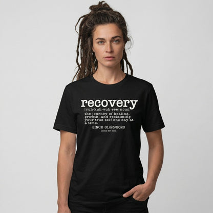 Recovery definition women Sober T Shirt flat lay styled image (view 3)