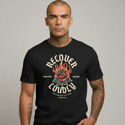 Recover Loudly Sober T Shirt graphic detail (view 4)