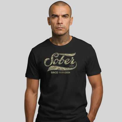 Sober Since Camo Sober T Shirt side view (view 6)