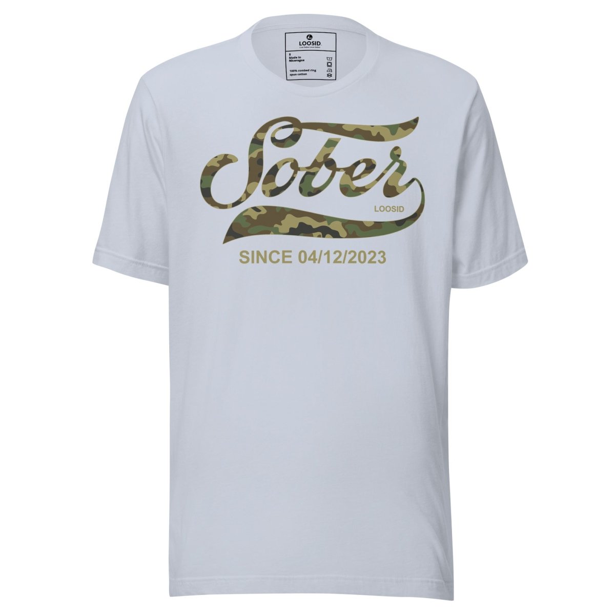 Sober Since Camo Sober T Shirt back view (view 17)