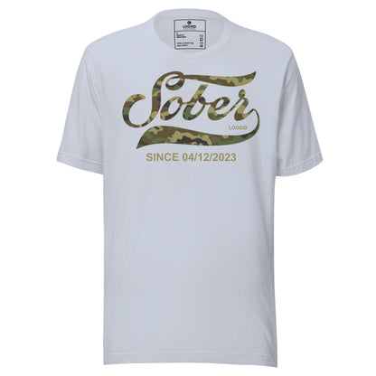 Sober Since Camo Sober T Shirt back view (view 17)
