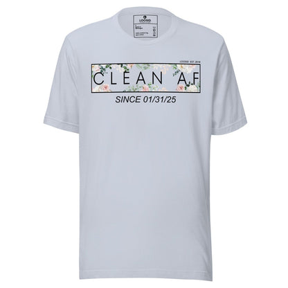 Clean AF Flower Sober T Shirt flat lay styled image (view 23)