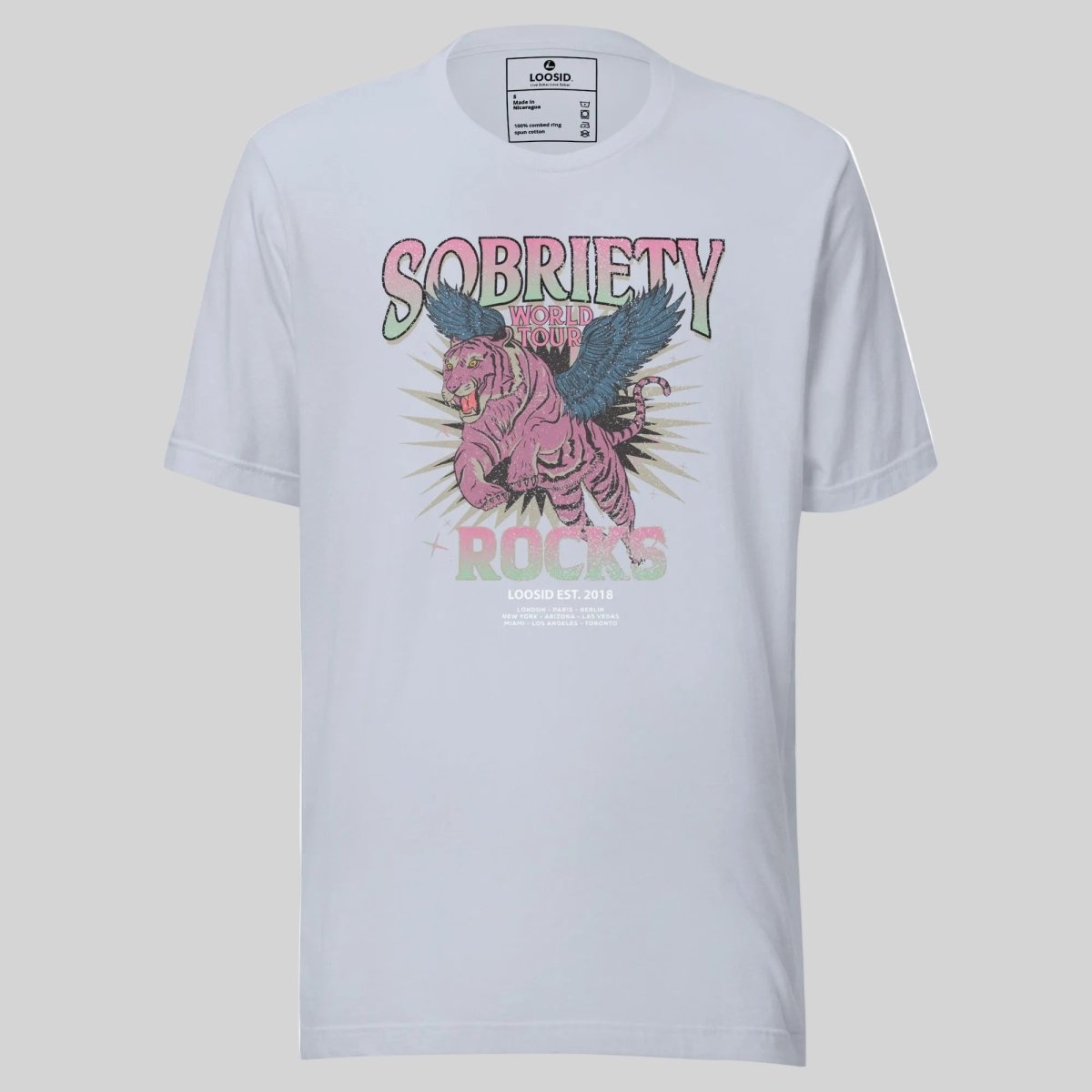 Sobriety Rocks Tour Sober T Shirt flat lay styled image (view 23)