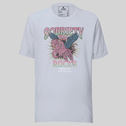 Sobriety Rocks Tour Sober T Shirt flat lay styled image (view 23)