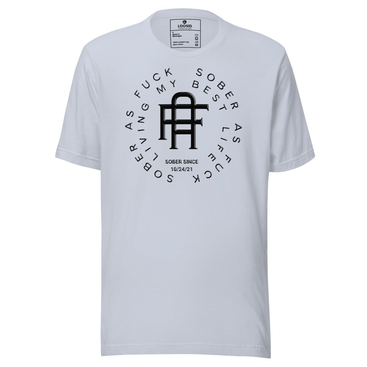Living My Best Life Sober T Shirt flat lay styled image (view 23)