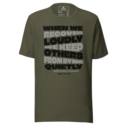 When We Recover Loudly Sober T Shirt graphic detail (view 4)
