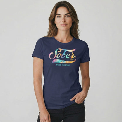 Recovery Sober Since Sober Sober T Shirt back view (view 7)