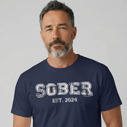 Sober Est. Year w Personalized Sobriety Year Sober T Shirt featuring the design (view 21)