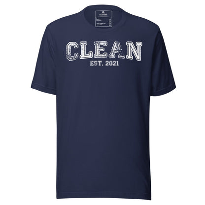 Clean EST. Sober T Shirt flat lay styled image (view 3)