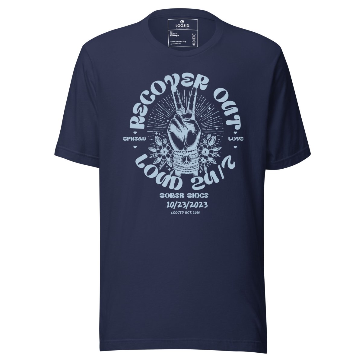 Recover Out Loud Sober T Shirt flat lay styled image (view 23)