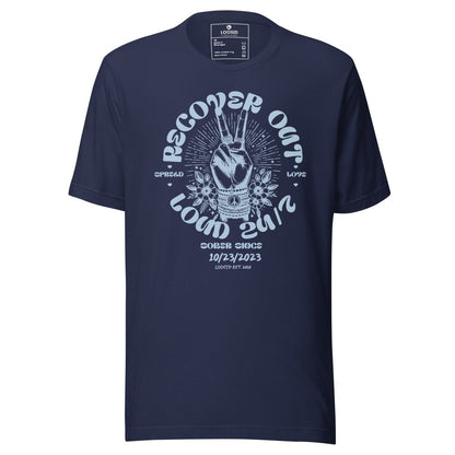 Recover Out Loud Sober T Shirt flat lay styled image (view 23)