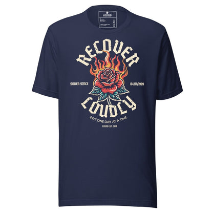 Recover Loudly Sober T Shirt back view (view 17)