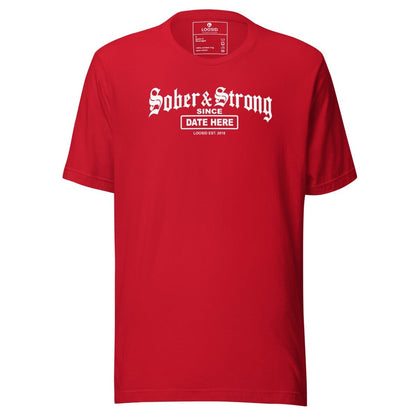 Old School Sober & Strong Sober T Shirt close-up view (view 22)