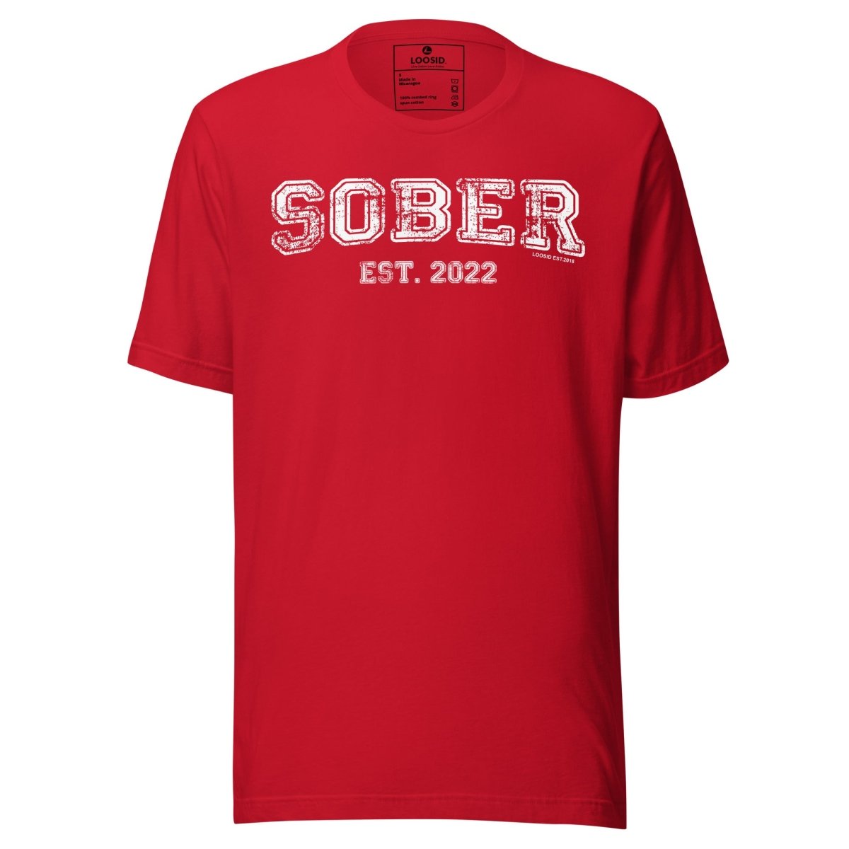 Sober Est. Year w Personalized Sobriety Year Sober T Shirt flat lay styled image (view 23)