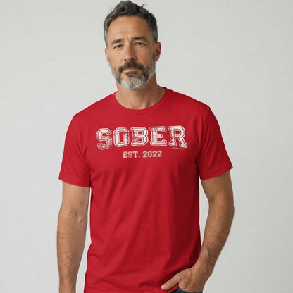 Sober Est. Year w Personalized Sobriety Year Sober T Shirt lifestyle view (view 25)