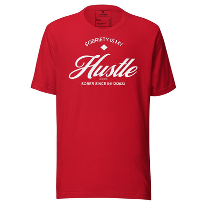 Hustle Men's Relaxed w Personalize Sober Date Sober T Shirt back view (view 17)