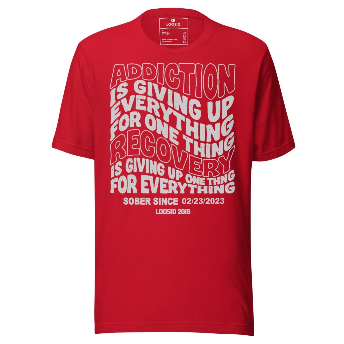 Addiction is Giving up Sober T Shirt graphic detail (view 4)