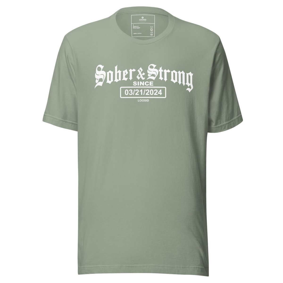 Old School Sober & Strong Sober T Shirt close-up view (view 12)
