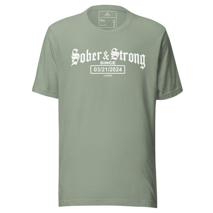 Old School Sober & Strong Sober T Shirt close-up view (view 12)