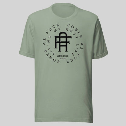 Living My Best Life Sober T Shirt fit detail (view 9)