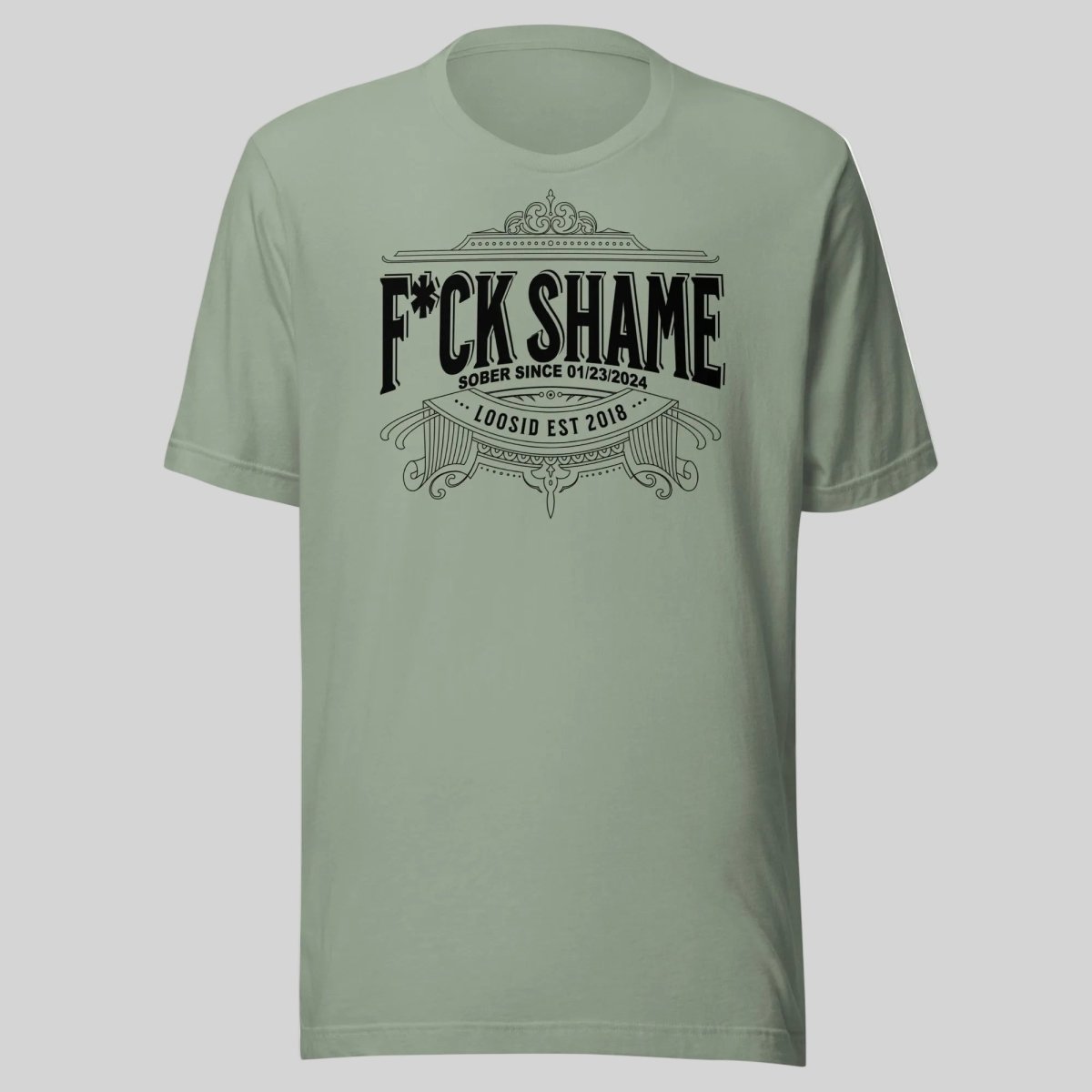 F*ck Shame Sober T Shirt fit detail (view 9)