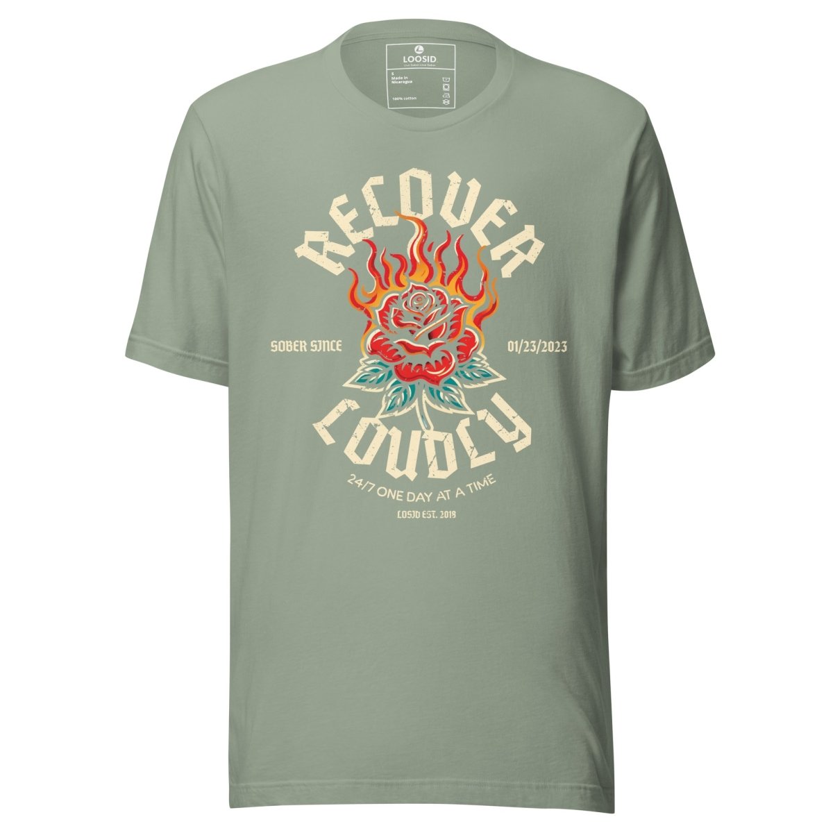 Recover Loudly Sober T Shirt back view (view 27)