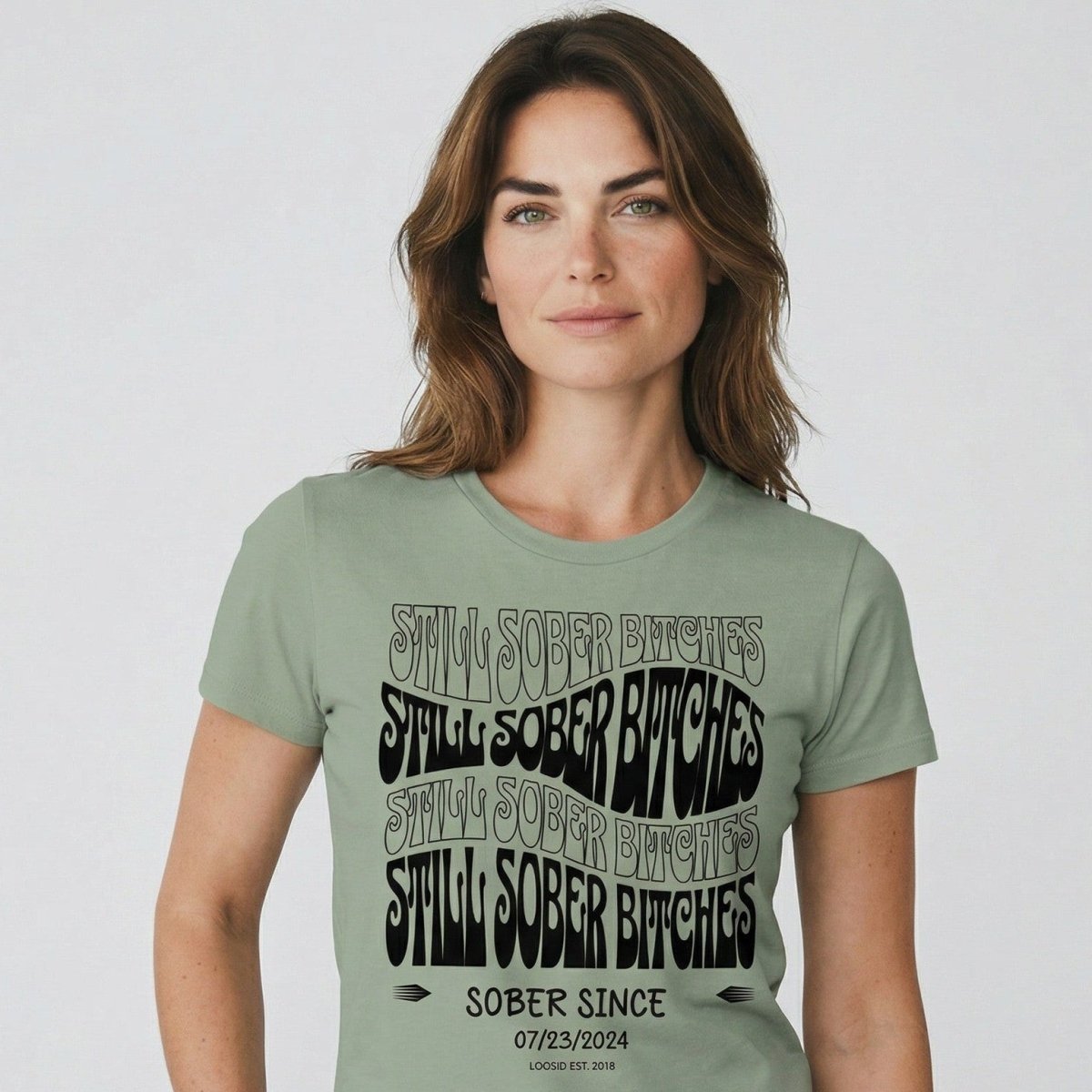 Still Sober B Sober T Shirt flat lay styled image (view 13)
