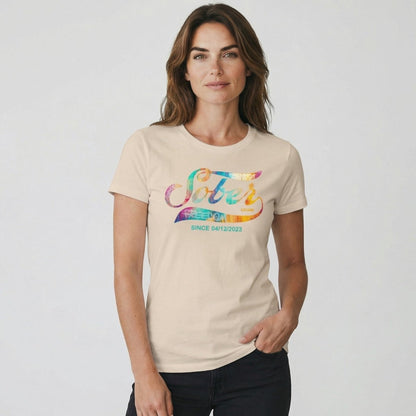 Recovery Sober Since Sober Sober T Shirt flat lay styled image (view 13)